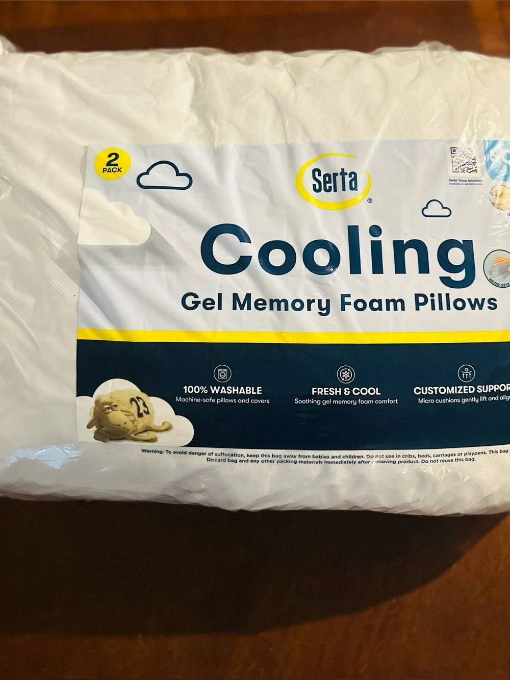 Cooling Gel Memory Foam Pillows - White (2 Pack)